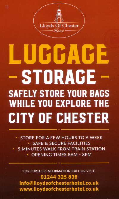 Lloyds of Chester Hotel Luggage Storage Page One
